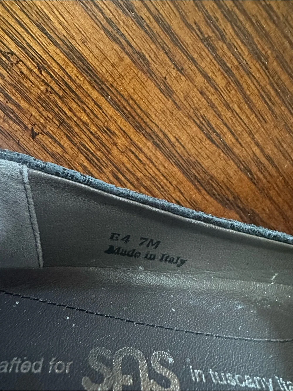 SAS Women’s Navy Embossed Leather Wedge Slip Ons
